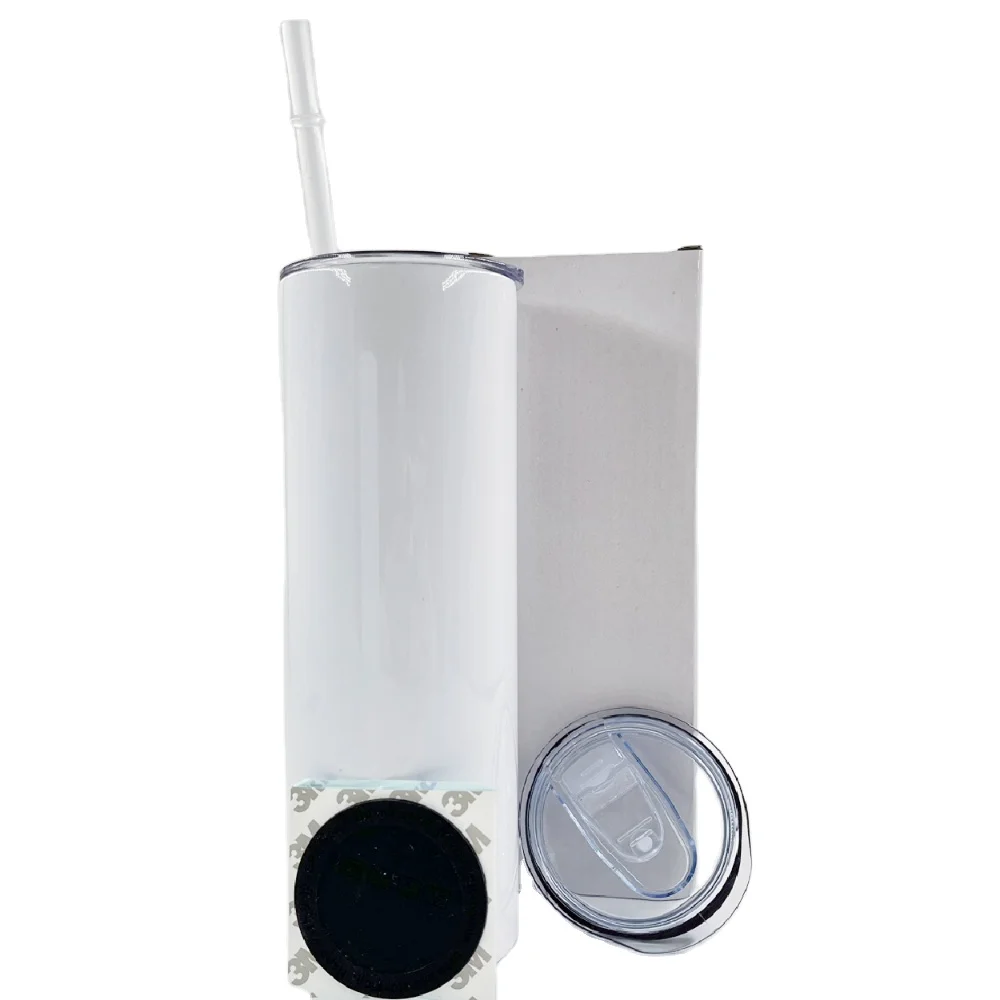 wholesale us warehouse tumbler plastic straw heat press blank 20 oz straight sublimation tumblers with lid and individual box