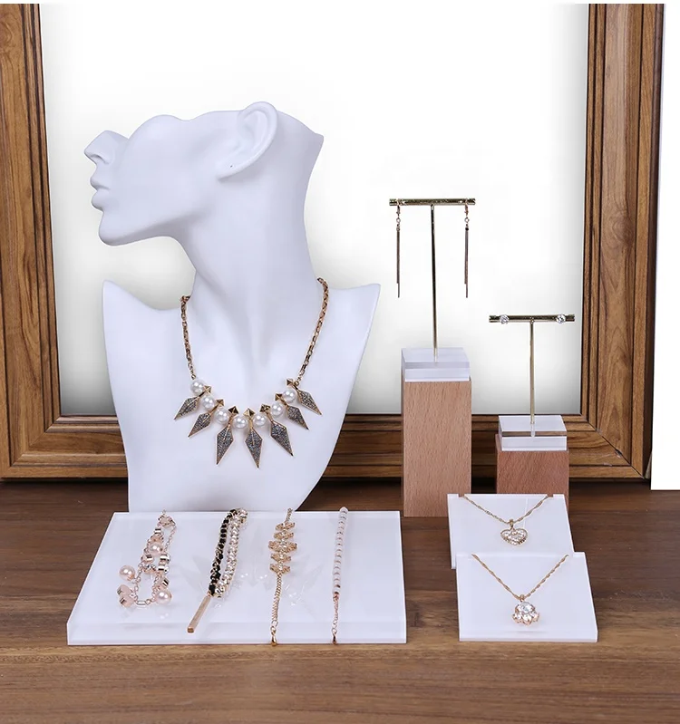 acrylic diamond big case rotating clear ring earring with hangers chains jewelry organizer necklace pendant stand for display