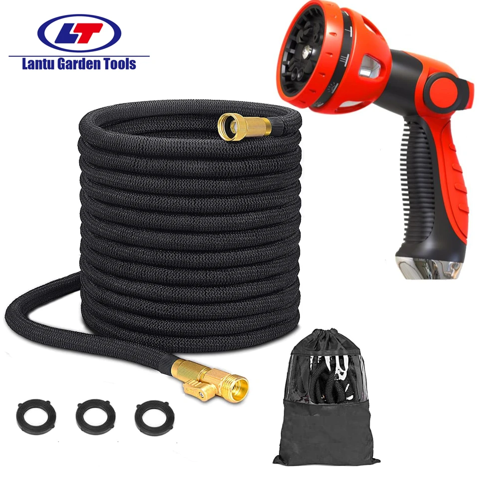 Heavy Duty 50ft No Kink Expandable Garden Hose , Light Weight Outdoor Water Garden Hose Replacement with Multi Purpose Nozzle