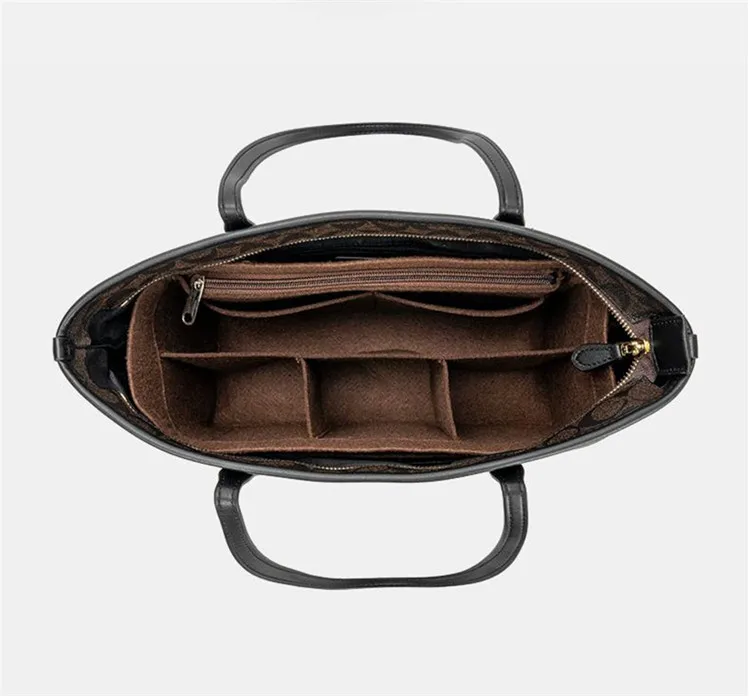 Large Space handmade insert makeup organizer felt cosmetic bag with cover pouch