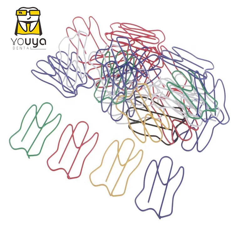 Colorful Unique Metal Paper Clips Dental Tooth Shaped Paper Clip