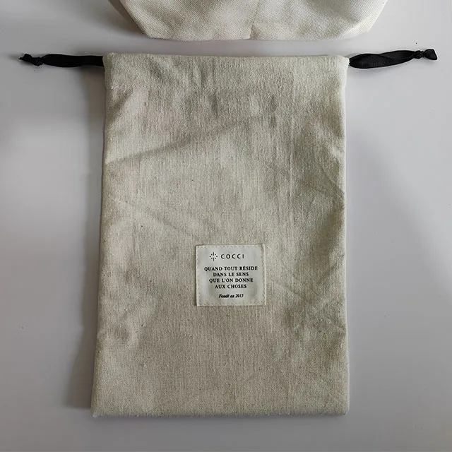 Soft Twill Cotton Envelope Cloth Shoe Dust Packaging Pouch With Flap Custom Logo Printed Drawstring 100% Cotton Dust Bags