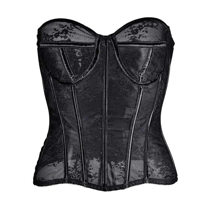 See Through Corset Women Waist Trainer Cincher Girdles Sexy White Mesh Corset