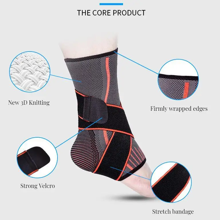 3D Knit Professional Sports Adjustable Compression Belt Non-slip Ankle Protection Brace Support Band