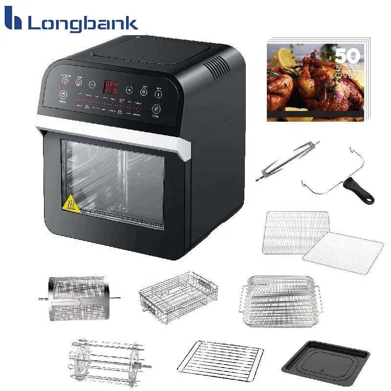 Longbank 2300W Amazon hot sale portable compact oil-free fryer electric air fryer toaster oven