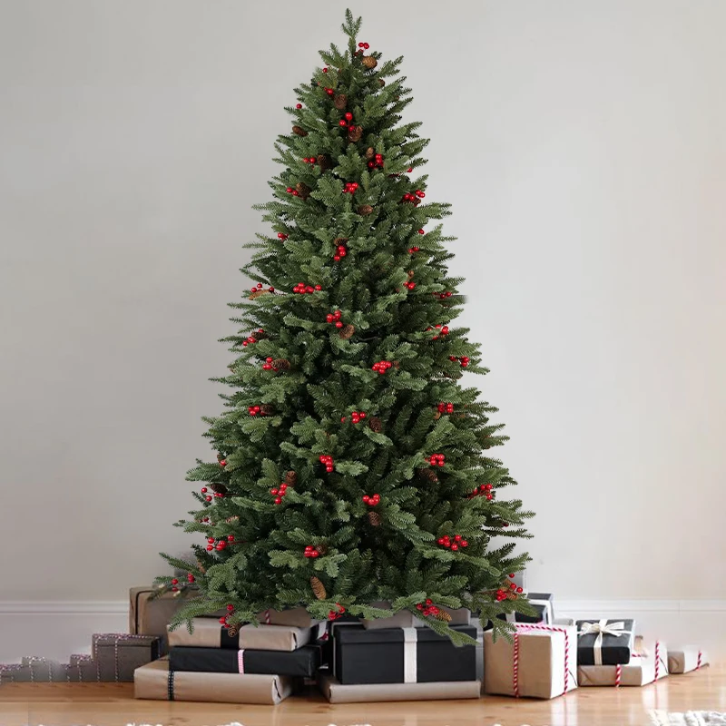 Wholesale Hot Selling Giant Christmas Tree With Pine Cones & Red Fruit Family Christmas Party Decor Christmas Tree