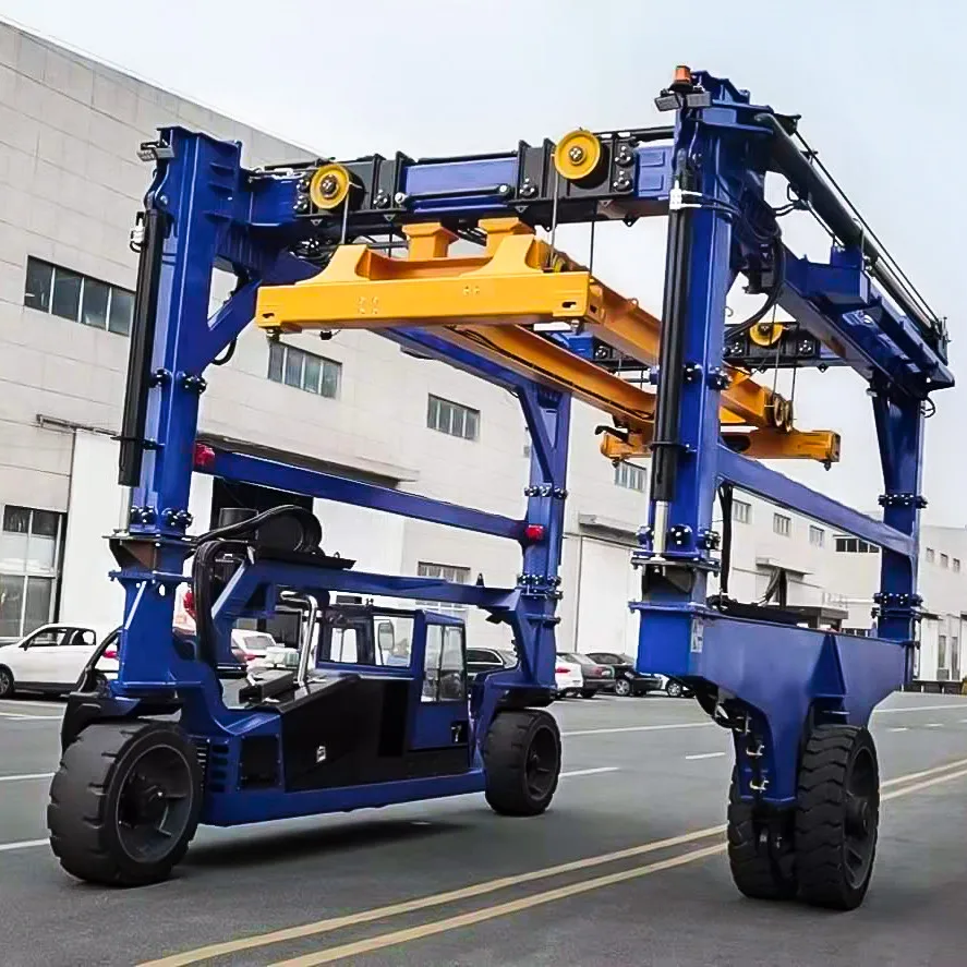Portable mobile crane 20ft 40 feet hydraulic mast mobile travel lift 45t straddle carrier price containers lifting gantry cranes