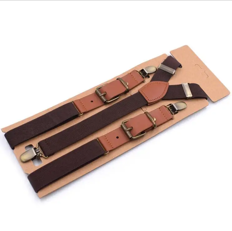 Custom Logo Unisex style strong three clip colorful straps suspenders and bow tie suit for adult