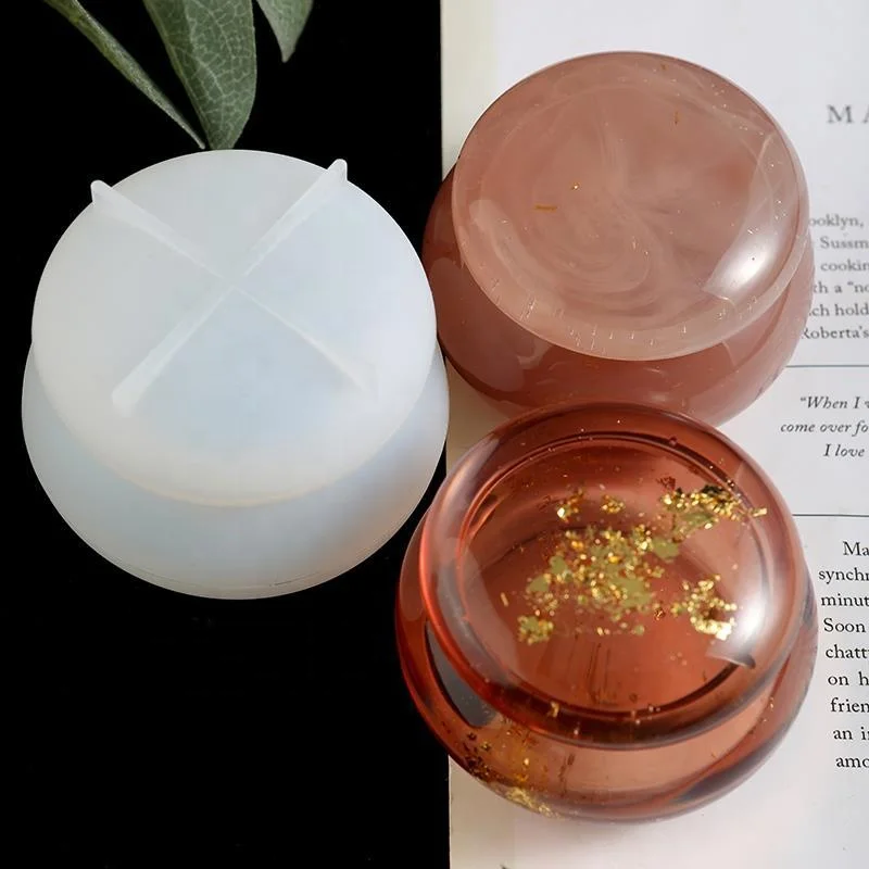 DM558 Rouge Jar Storage Box Resin Silicone Molds Round Jewelry Sealed Can Molde Para Resina Exposi For Desk Home Decoration