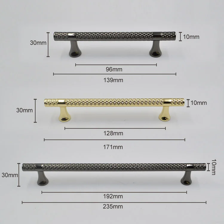 HIWELL Vintage luxury gold brass cabinet pull handle knurled nickel cabinet handle knurled gold cabinet handle