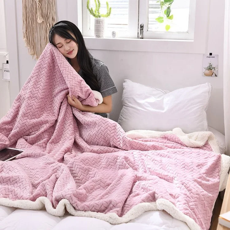
Knitted coral fleece throw with sherpa back throws blankets 