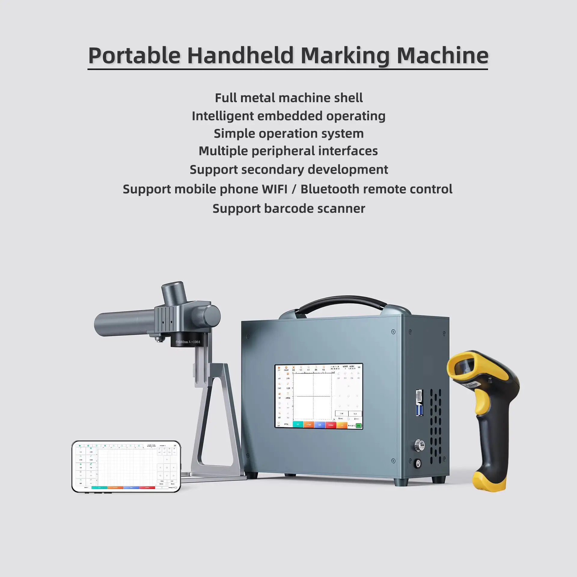 Low maintenance costs Portable 20W/30W Fiber Laser Maker for gift hardware manufacturing industry Compact Logo Marking