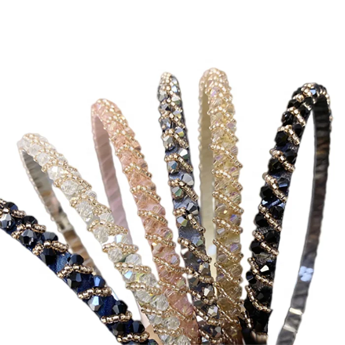 Europe and the United States popular minimalist style hard hair band handmade crystal hairband girls fashion hair accessories