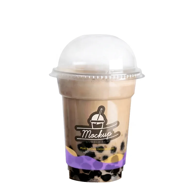 Wholesale custom 7 9 10 12 14 16 20 24 oz disposable Clear plastic pet cup with dome flat lid For Iced Coffee