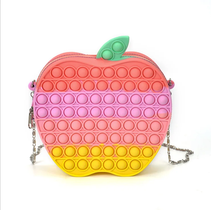 Hotsale 2021 Amazon Newest Rainbow Handbag Popping It Bag Toy Colorful Push it Popping Handbag Silicon Handbag Push Pop Simple Dimple