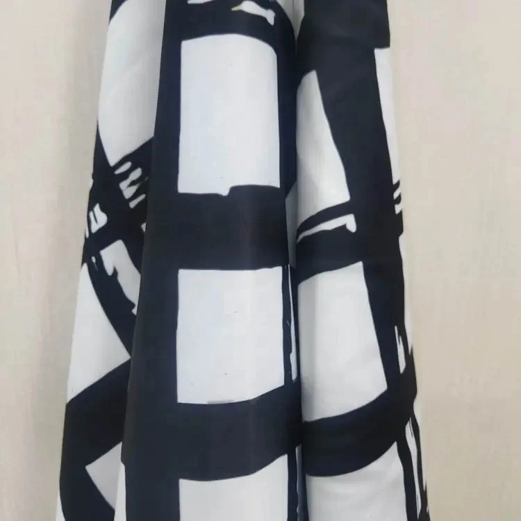 China best seller cheap price black white geometric modal printed silk fabric for garment