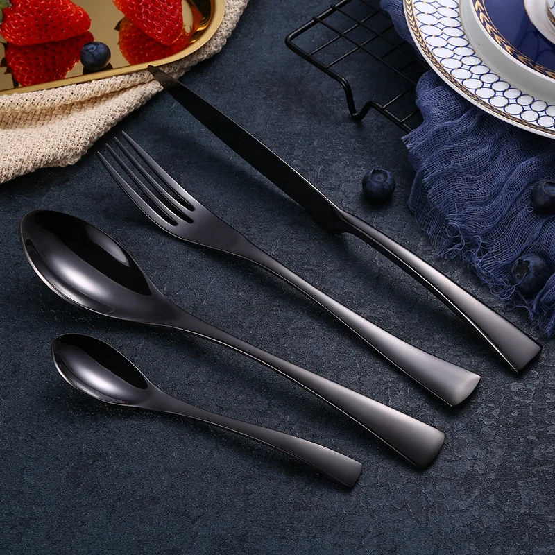 Wholesale Stainless Steel Knife Spoon Teaspoon Fork Flatware Set Shiny Gold Cutlery Set For Wedding