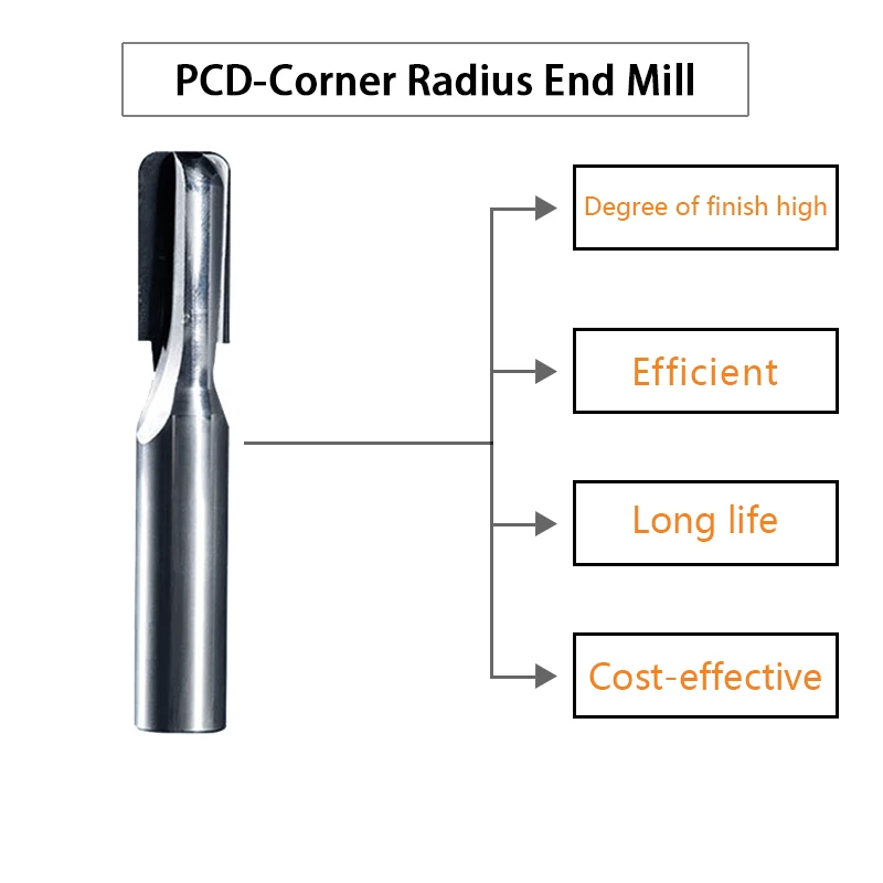 Qiye Polycrystalline diamond  PCD end mill milling cutter for processing  non ferrous plastic wood aluminum