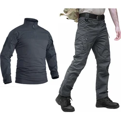 Custom Clothing Manufacturers Tactical Combat Shirt Trousers Black ,Frog Suit Army Military Uniform,Ripstop Security Guard Pants