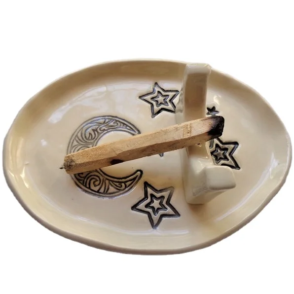 Луна, звезды, овальные размакивающие тарелки свободной формы, керамические палочки для благовоний, палочки для шалфея