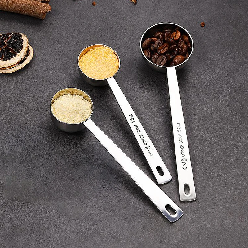 Kitchen measuring tools gold 15ml 30ml matcha coffee spoons set 304 18/10 stainless steel measuring spoon