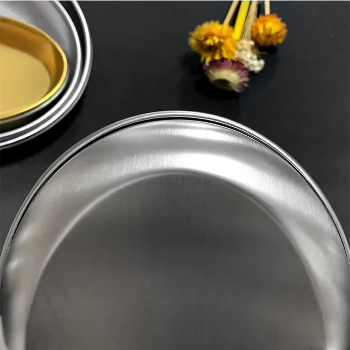 Wholesale custom multiple specification Korean style silver gold oval stainless steel food serving trays  plates for  cooking