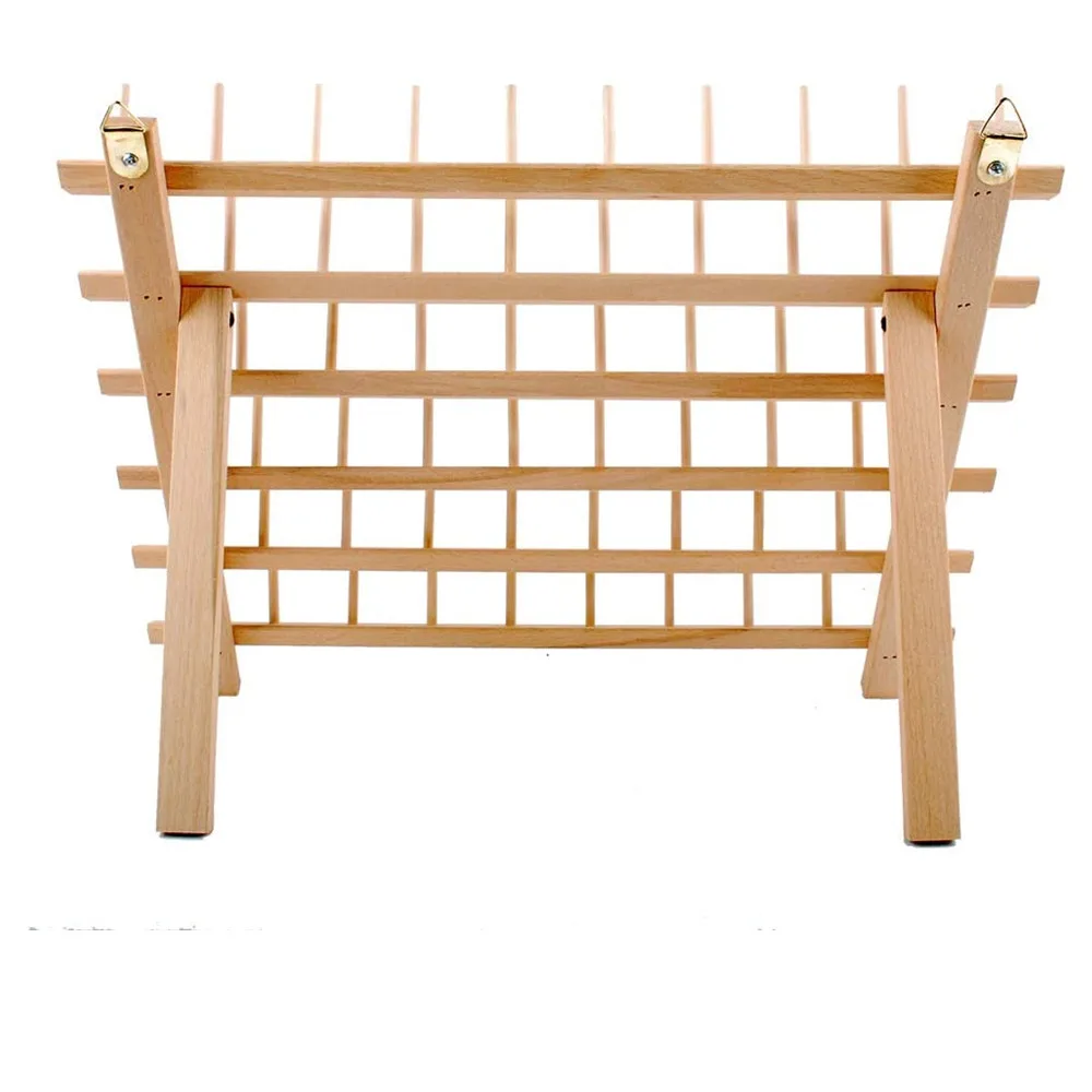 Hi Home Wooden Thread Holder Sewing and Embroidery Thread Rack and Organizer Thread Rack for Sewing with Hanging Hooks