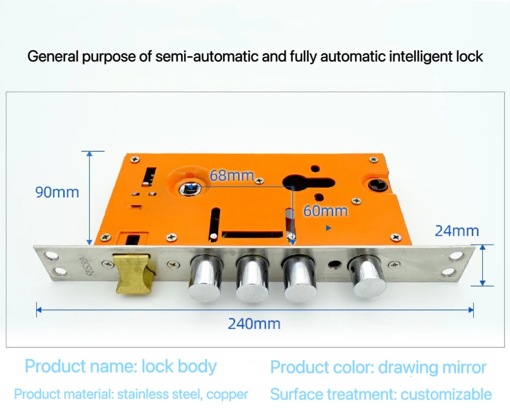 Various sizes intelligent lock body stainless mortise latch lock for smart door locks