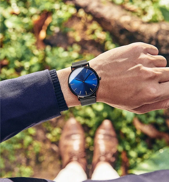 Fashion New Young Boys Watches Ultra Thin Slim Stainless Steel Case Wristwatch Men Watches