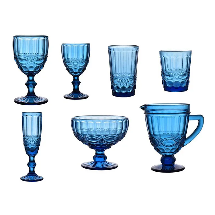 Factory wholesale  high quality  blue modern wine glasses  royal blue wine glass halloween wine glass