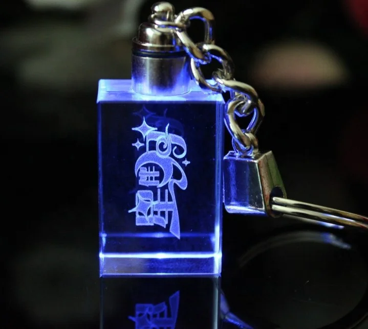 
MH-YS00007 LED crystal keyring personalized engraving crystal keychain 