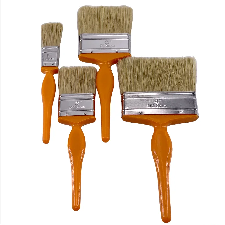 2024 High-Grade and Low Price New Bristle Brush Orange Plastic Handle Paint Brush for House Decoration