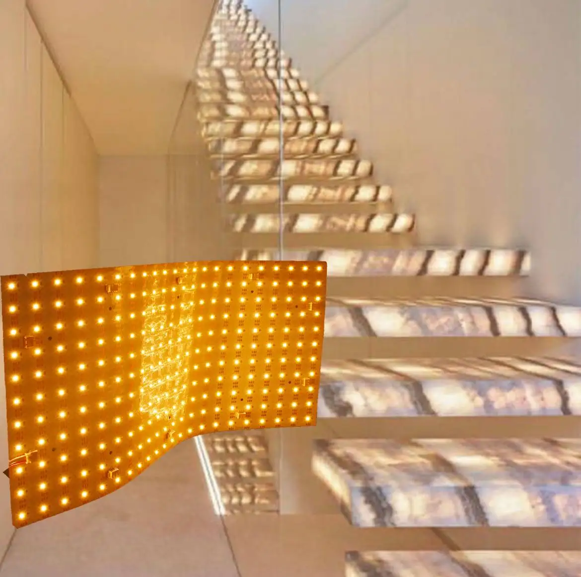 Marble Stairs LED Sheet Light Warm White 490*245mm DC24V 28W 242LED Flexible Panel Backlight Dimmable Quartz Stone illuminations