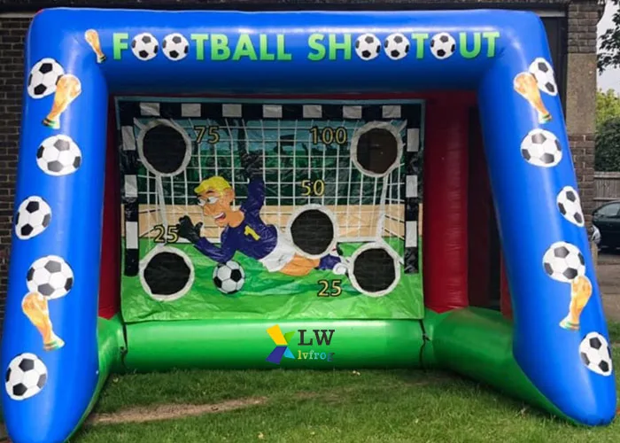 Outdoor carnival football shooting game portable mini soccer goal inflatable football goal for kids