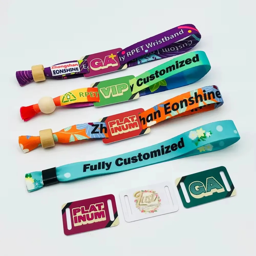RFID CHIP High quality custom event festival party ribbon satin fabric brands logo text printing wristbands Bracelets