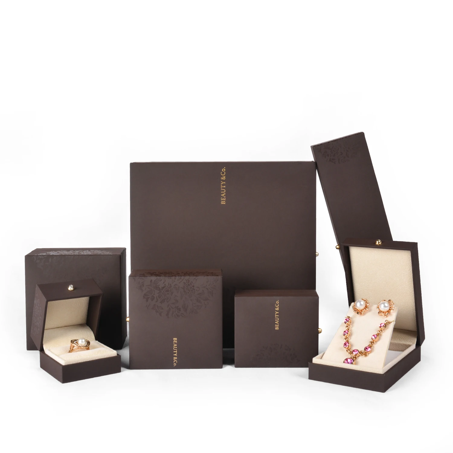 Nice quality pendant ring bangle earrings luxury plastic jewellery box packaging