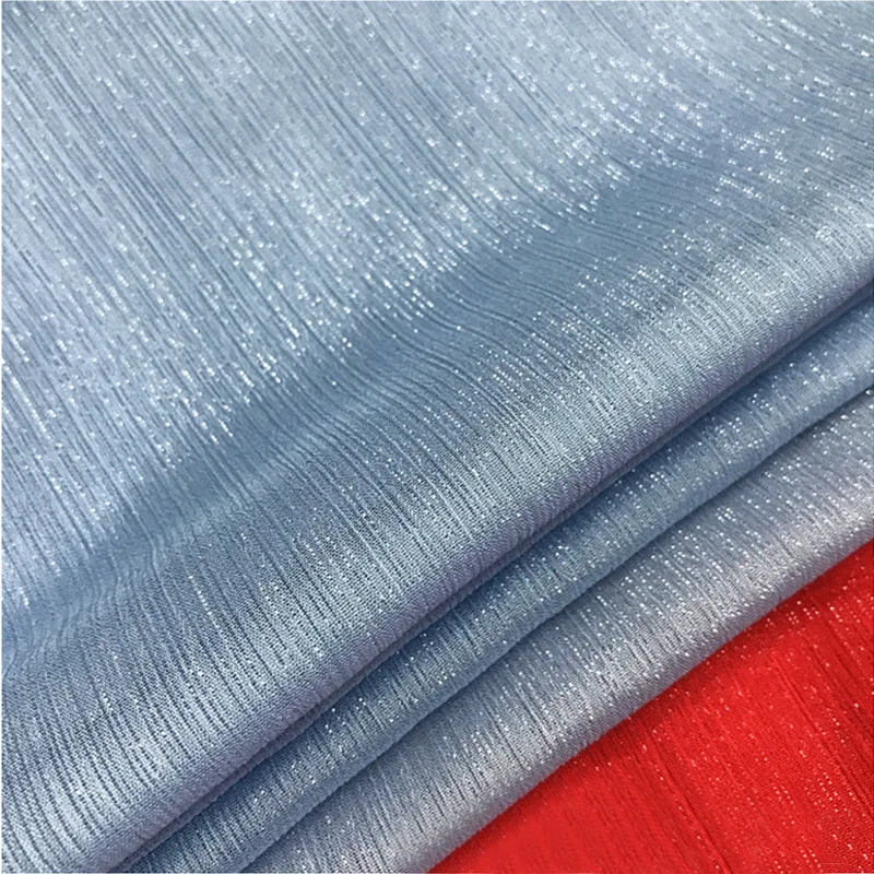 RTS 100% Polyester Customized Metallic Stripe Silver Lurex Chiffon Fabric For Shirt