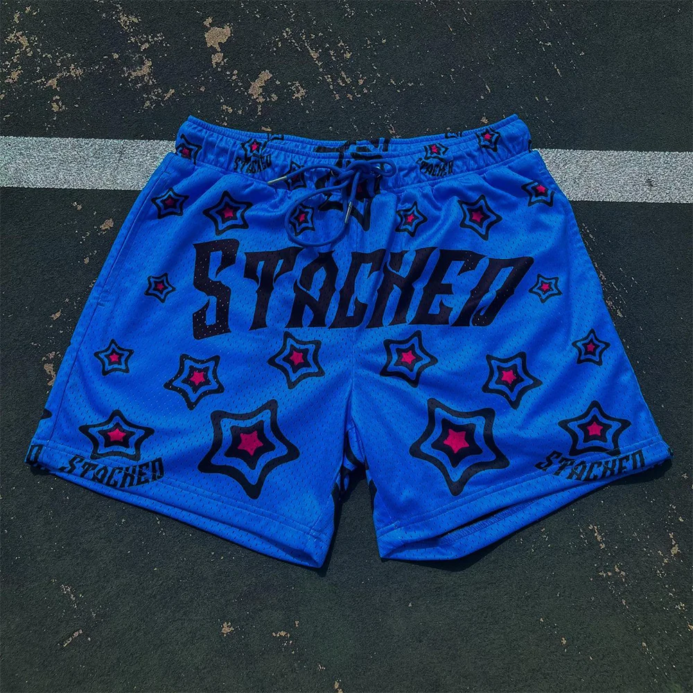 All-over print mesh shorts men Customized logo Fitness summer shorts men Polyester Breathable Quick Drying Shorts