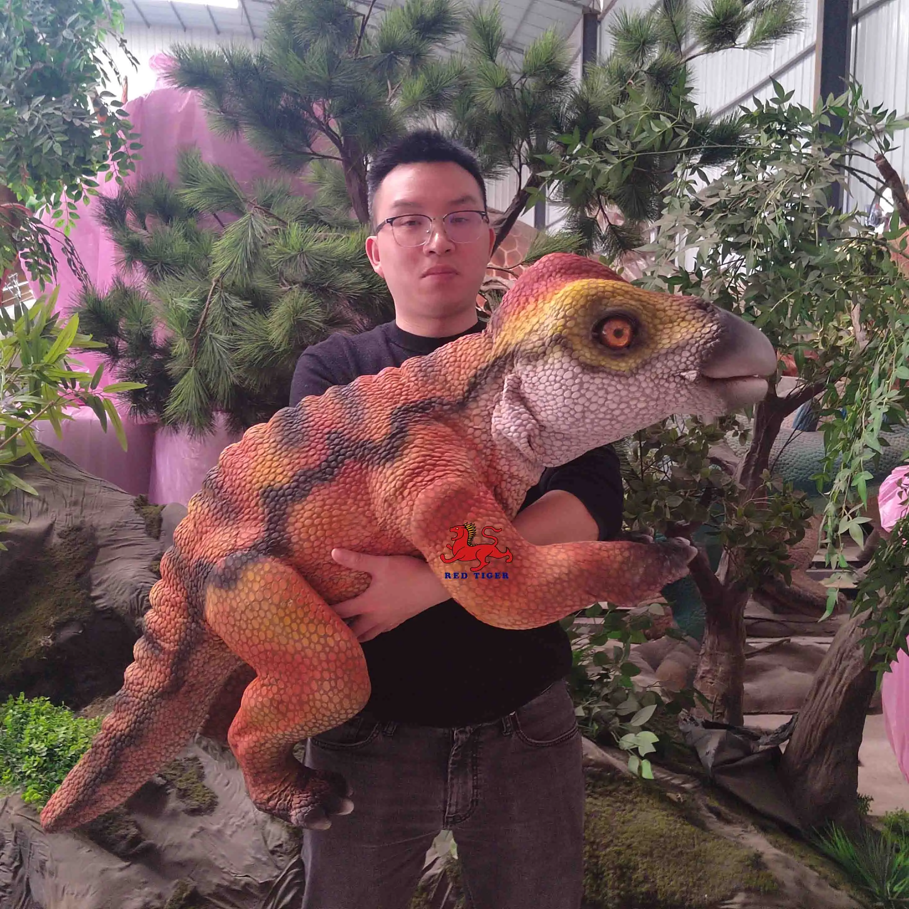Small Animatronic Dinosaurs Hand Puppet Raptor Baby Dino