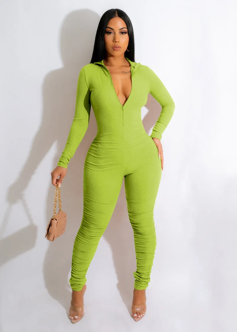Sexy women jumpsuits Amazon new fall winter threaded zipper V neck butt lift sexy women jumpsuit 2023 jumpsuit