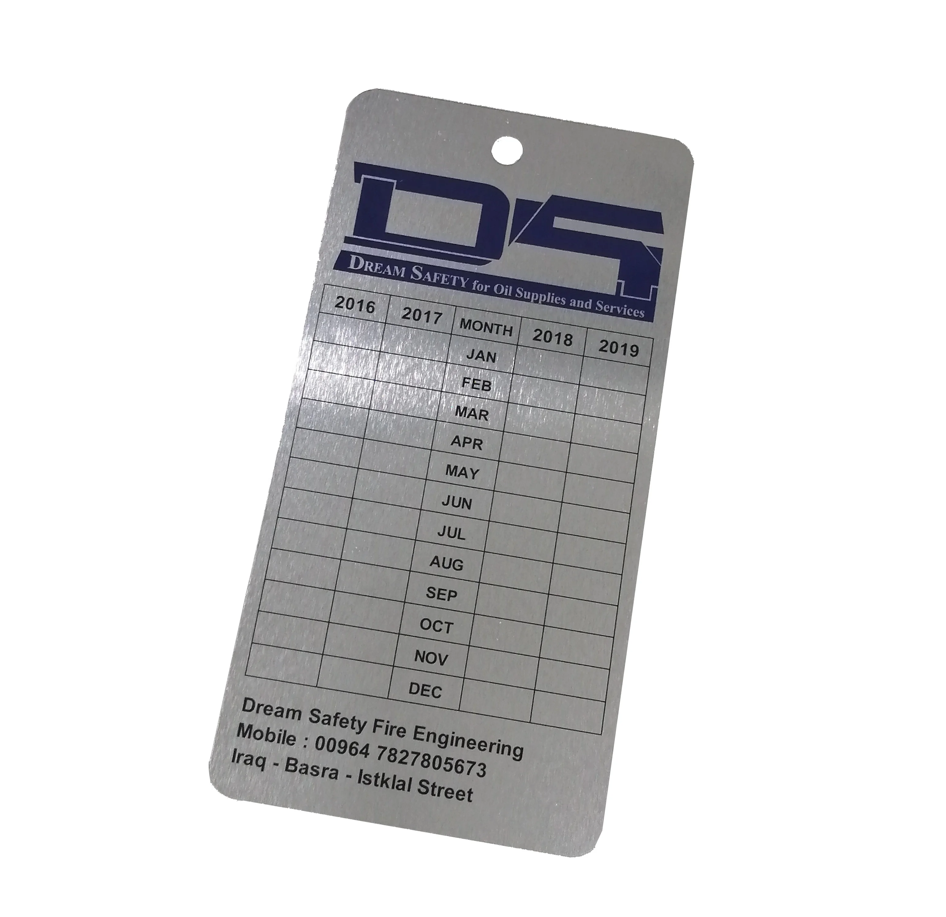 Customized Heavy Duty Aluminum Fire Extinguisher Tags Metal Printed Inspection Tags Metal Nameplate