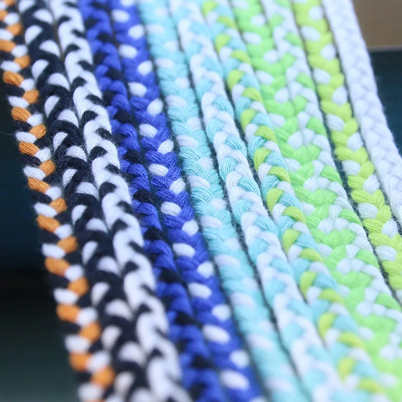 Mixcolor 5mm three-strand braid rope Curtain tying rope clothing accessories colorful braided flat rope