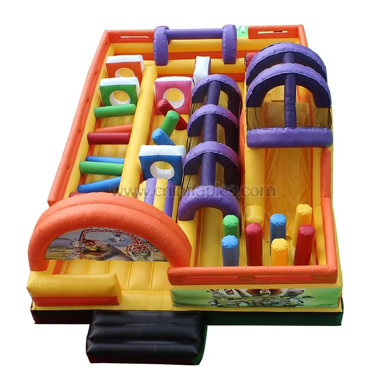 Orient Inflatables Amusement Park Madagascar theme Inflatable Obstacle challenge Course