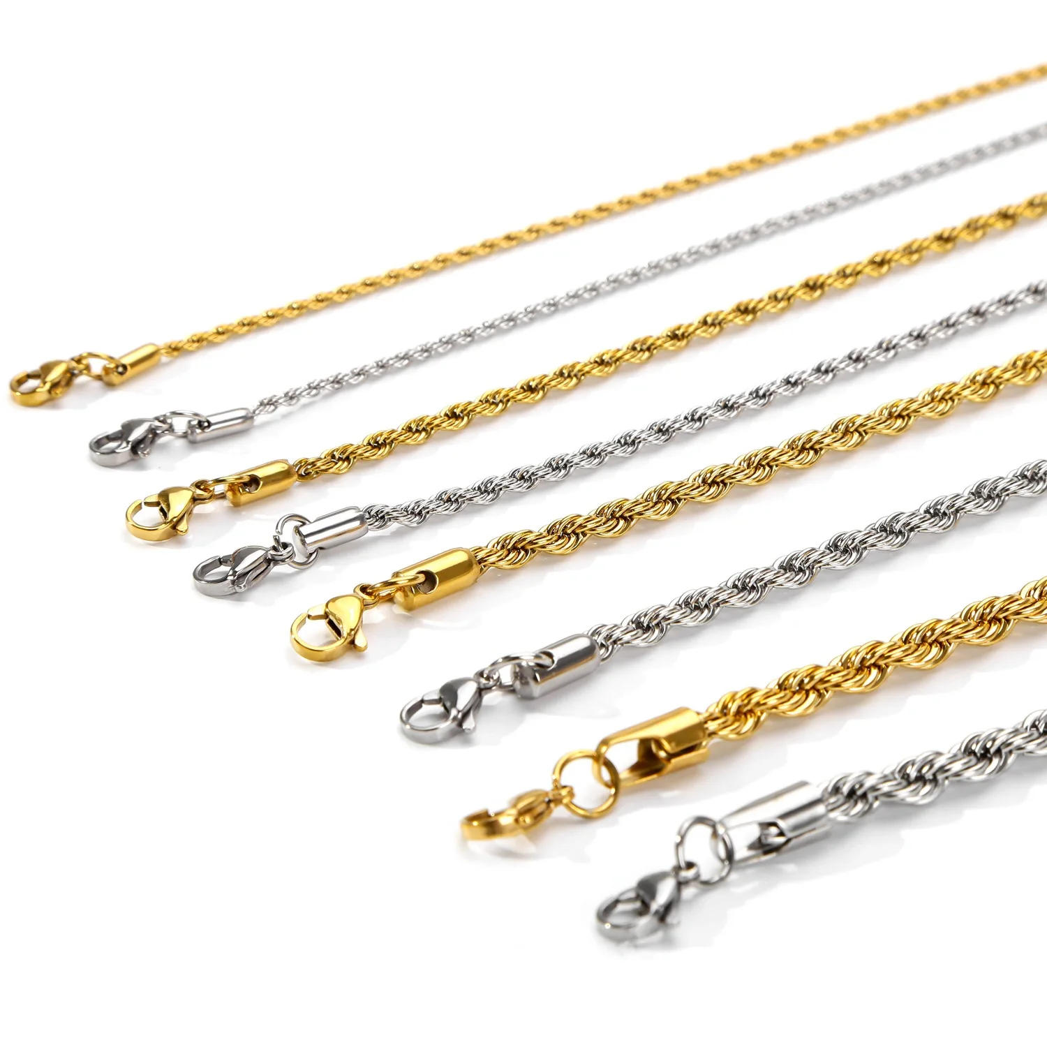 Hongtong Stainless Steel Twistede Rope High Quality 18K Gold Plated Hot Sale Fashion Jewelry Chain Necklaces for Women Gift