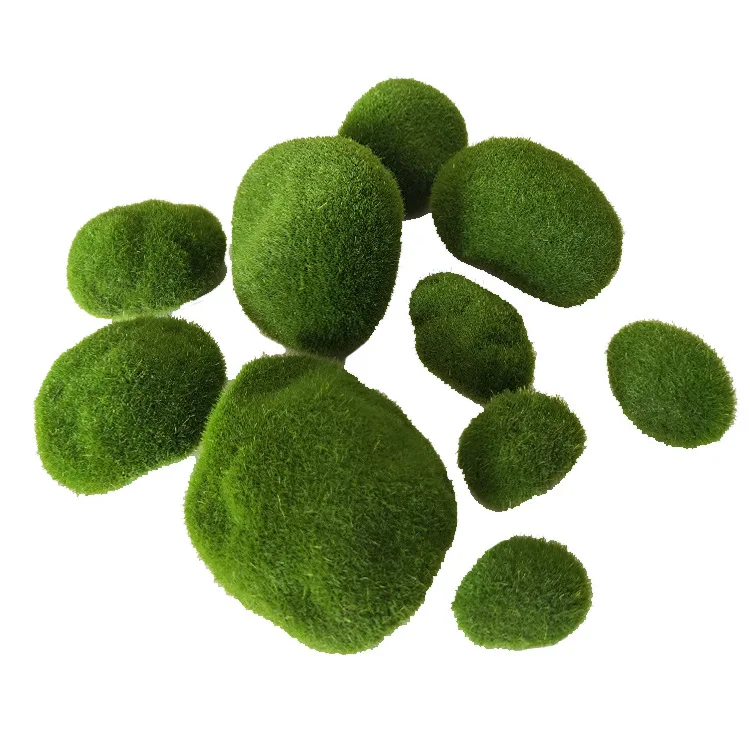 Factory Wholesale Floral Material Fake Foam Artificial Grass Stone High Simulation Faux Moss Covered Stones For Garden Decor