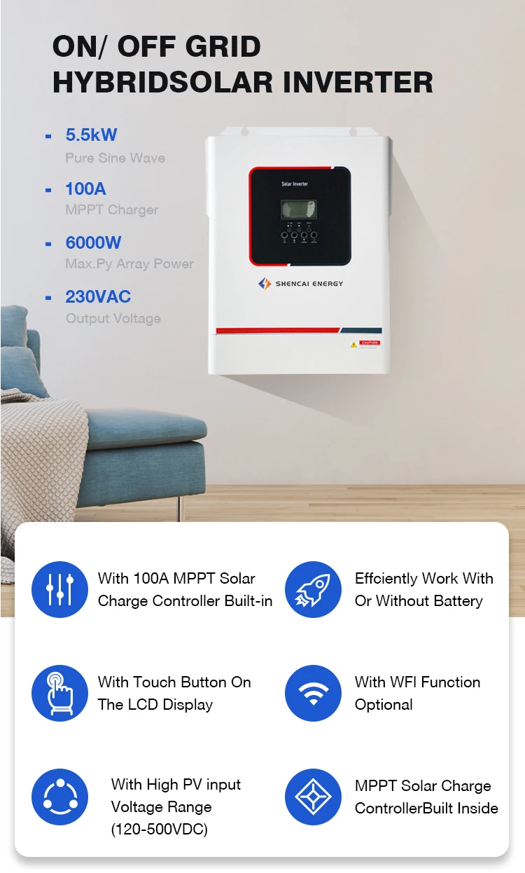 5.5kw однофазный 2 mppt Гибридный солнечный инвертор в наличии