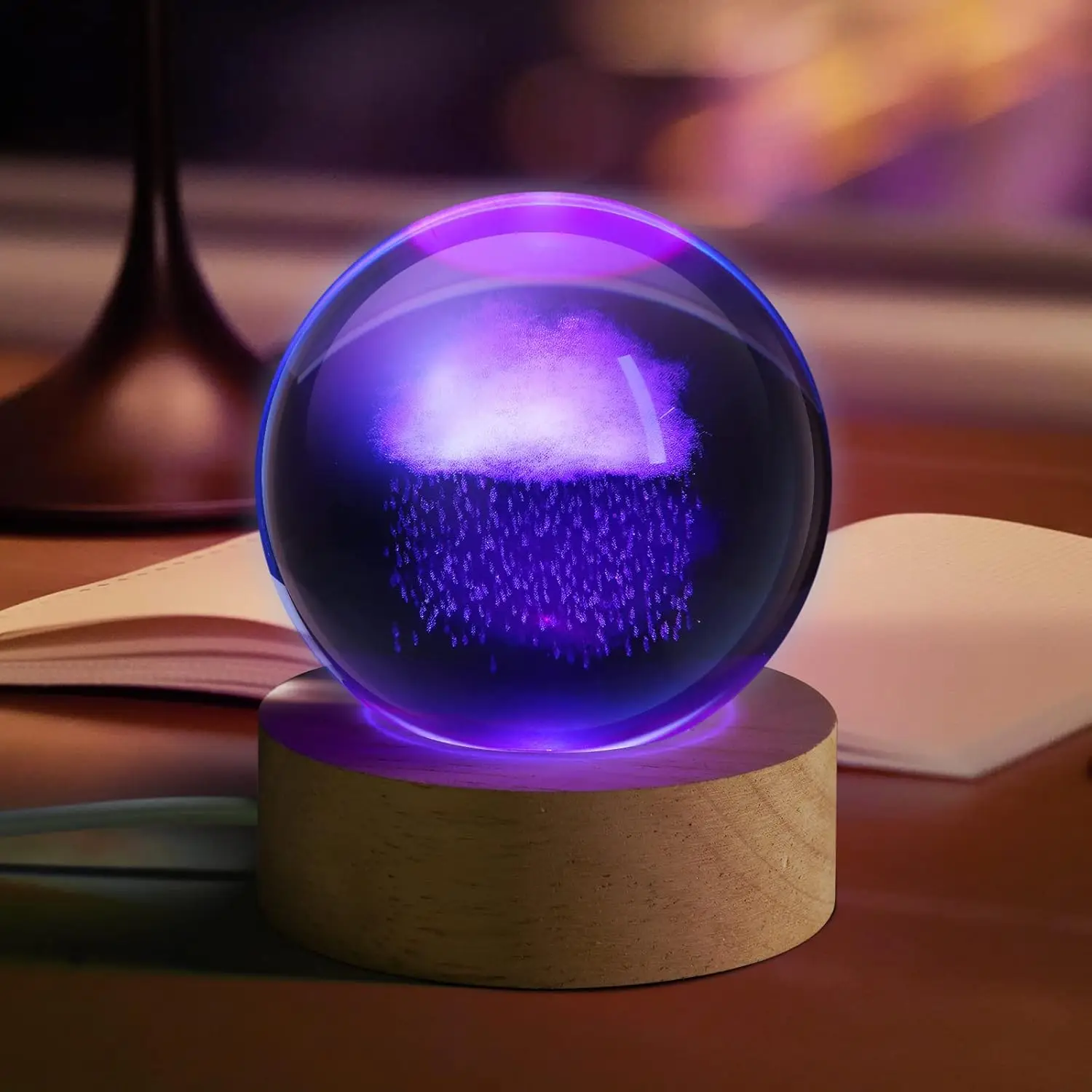 New 3D Crystal Ball 3d Galaxi Moon Night Light Multicolor Solar System Crystal Ball Night light for Birthday Christmas Day Gifts