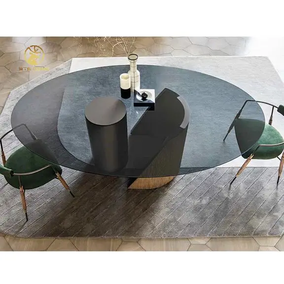 Italian Minimalist Round Dining Table Designer Light Luxury Tempered Glass Countertop High-end Restaurant rectangle dining table