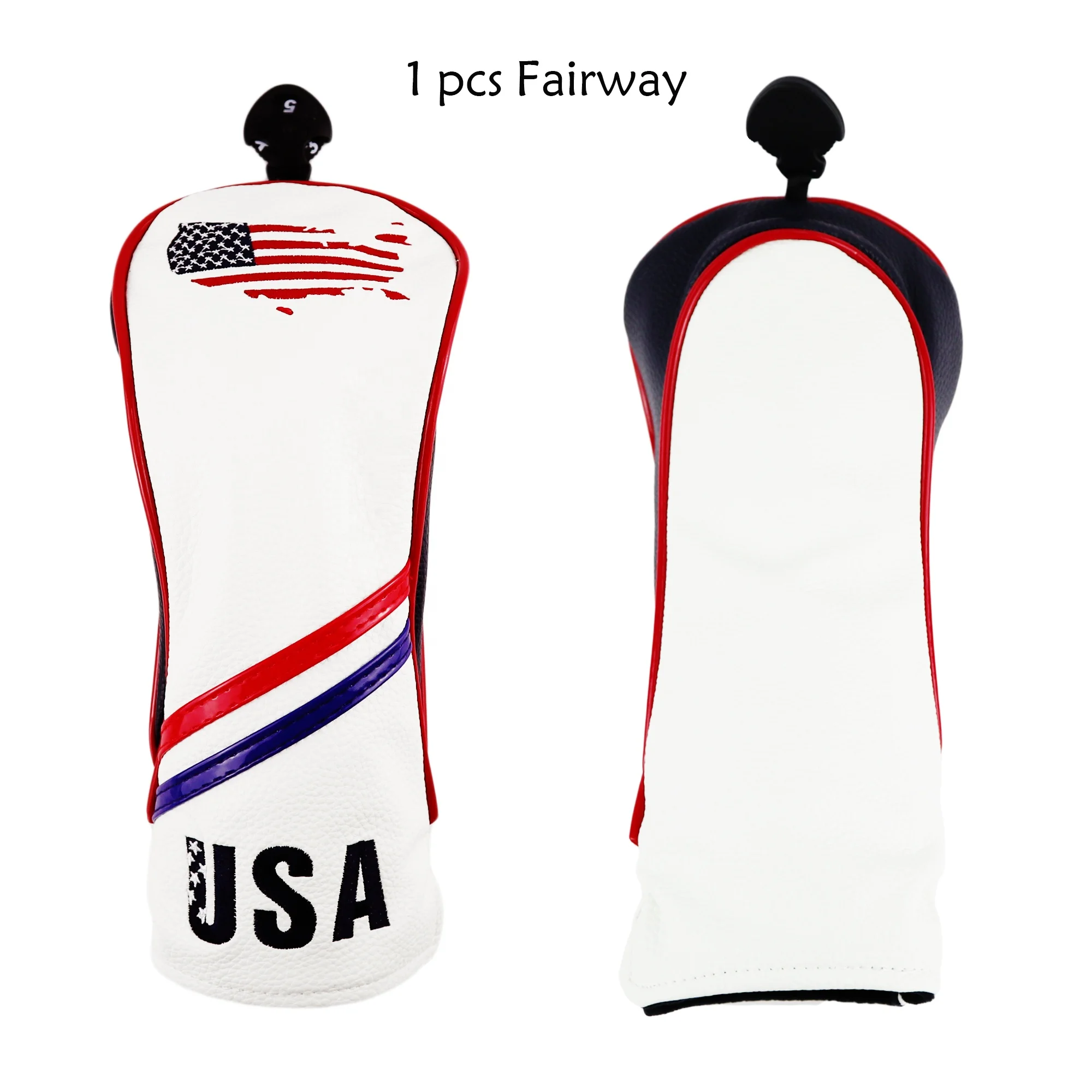 Custom wholesale Golf Wood Cover Wood 1 3 5 Driver Faiway Headcover Black Golf Wood Club Head Covers