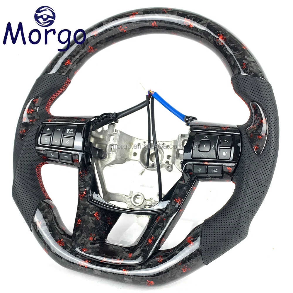 Red Powder Forged Carbon Fiber Steering Wheel Fit For Toyota Hilux Revo Fortuner Land Cruise LC300 GR Steering Wheel Customized